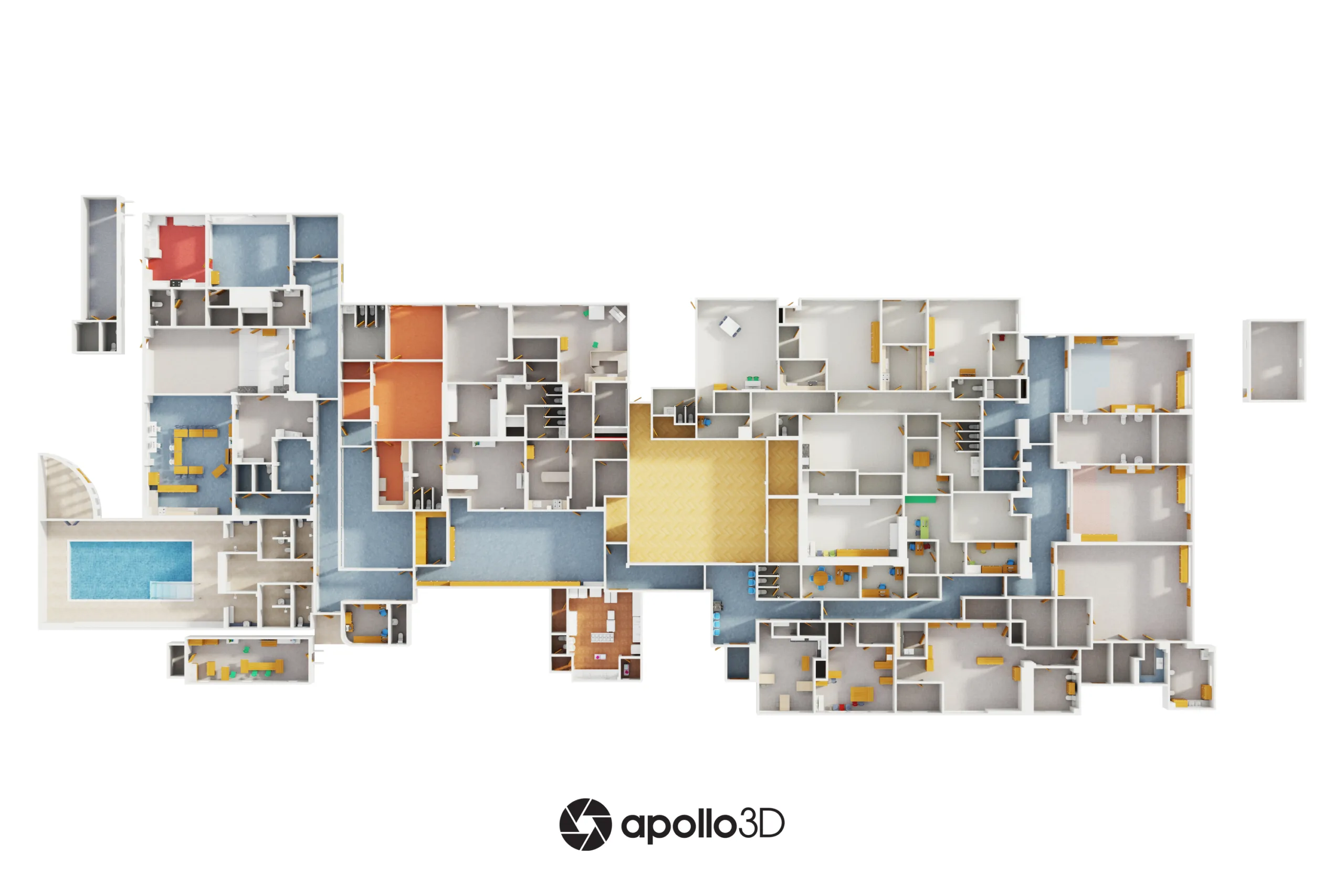 3D floorplan of Hilltop school top down view