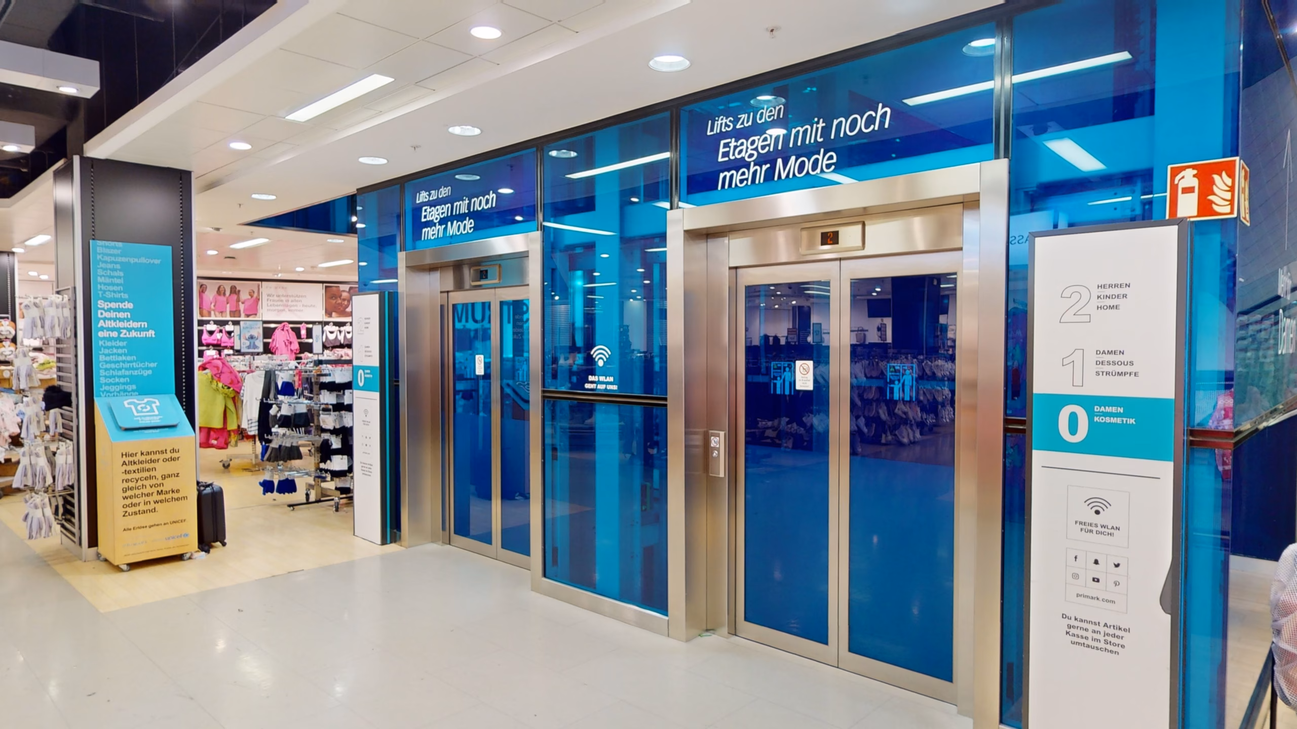 Primark store lift lobby, European store